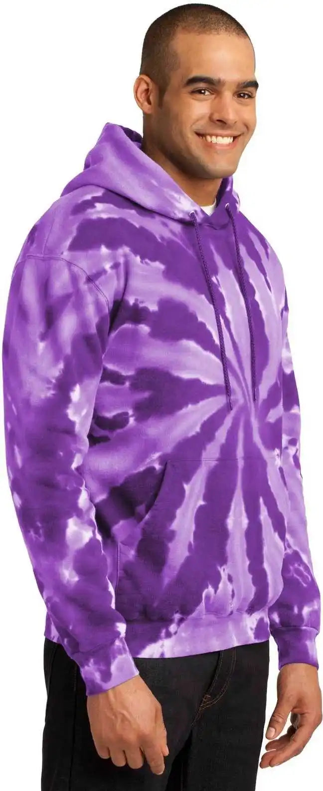 Port &amp; Company Pc146 Tie Dye Pullover Hooded Sweatshirt Purple