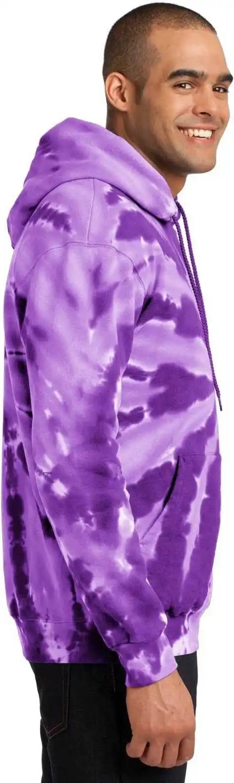 Port &amp; Company Pc146 Tie Dye Pullover Hooded Sweatshirt Purple