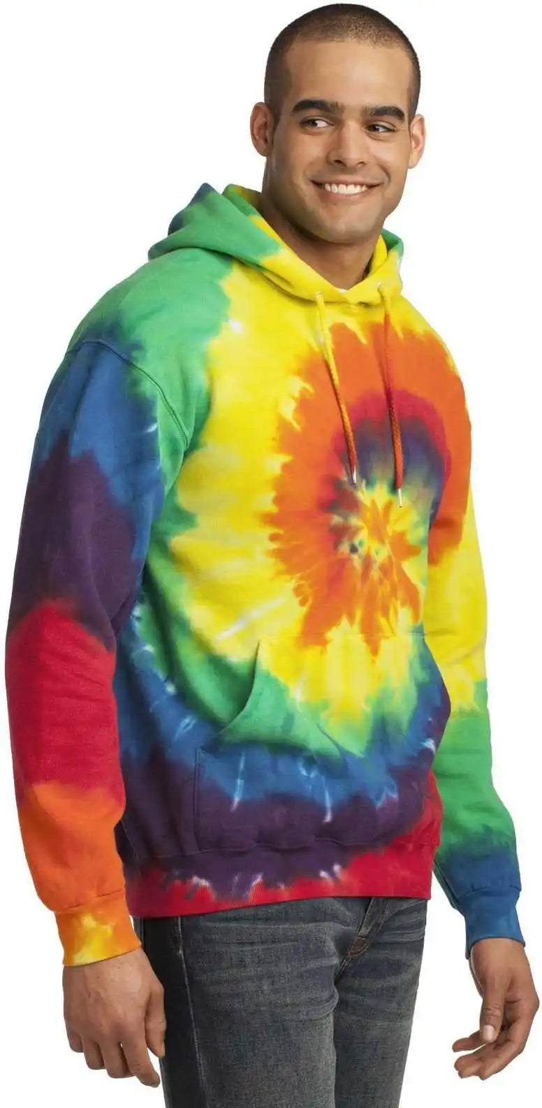 Port &amp; Company Pc146 Tie Dye Pullover Hooded Sweatshirt Rainbow