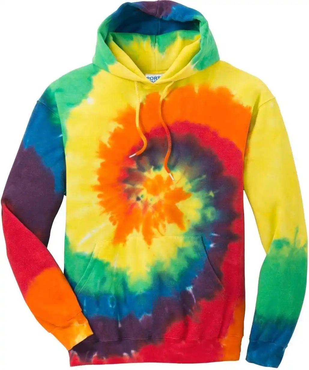 Port &amp; Company Pc146 Tie Dye Pullover Hooded Sweatshirt Rainbow