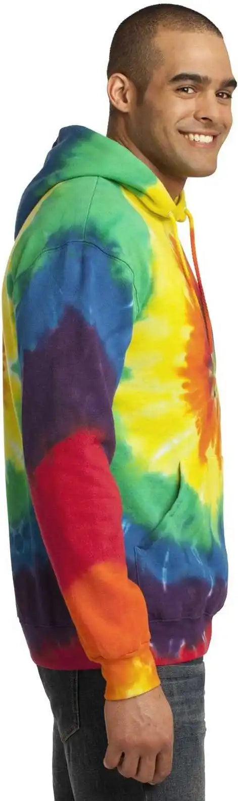 Port &amp; Company Pc146 Tie Dye Pullover Hooded Sweatshirt Rainbow
