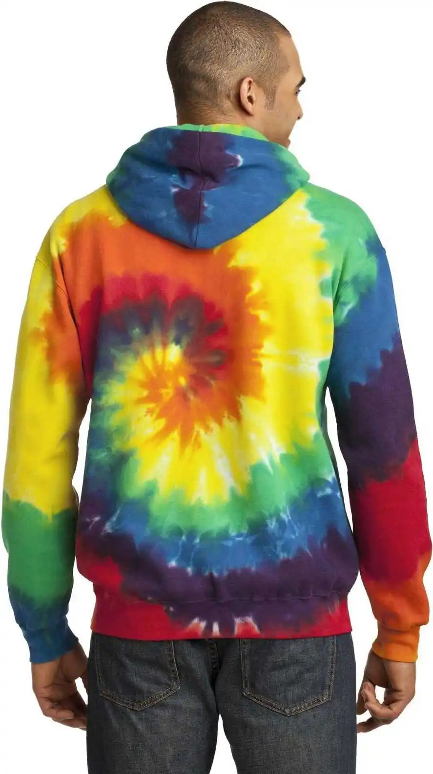 Port &amp; Company Pc146 Tie Dye Pullover Hooded Sweatshirt Rainbow