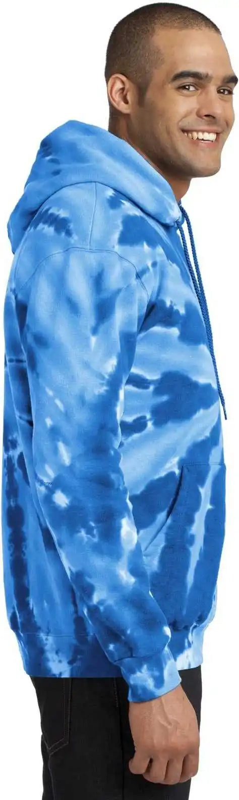 Port &amp; Company Pc146 Tie Dye Pullover Hooded Sweatshirt Royal