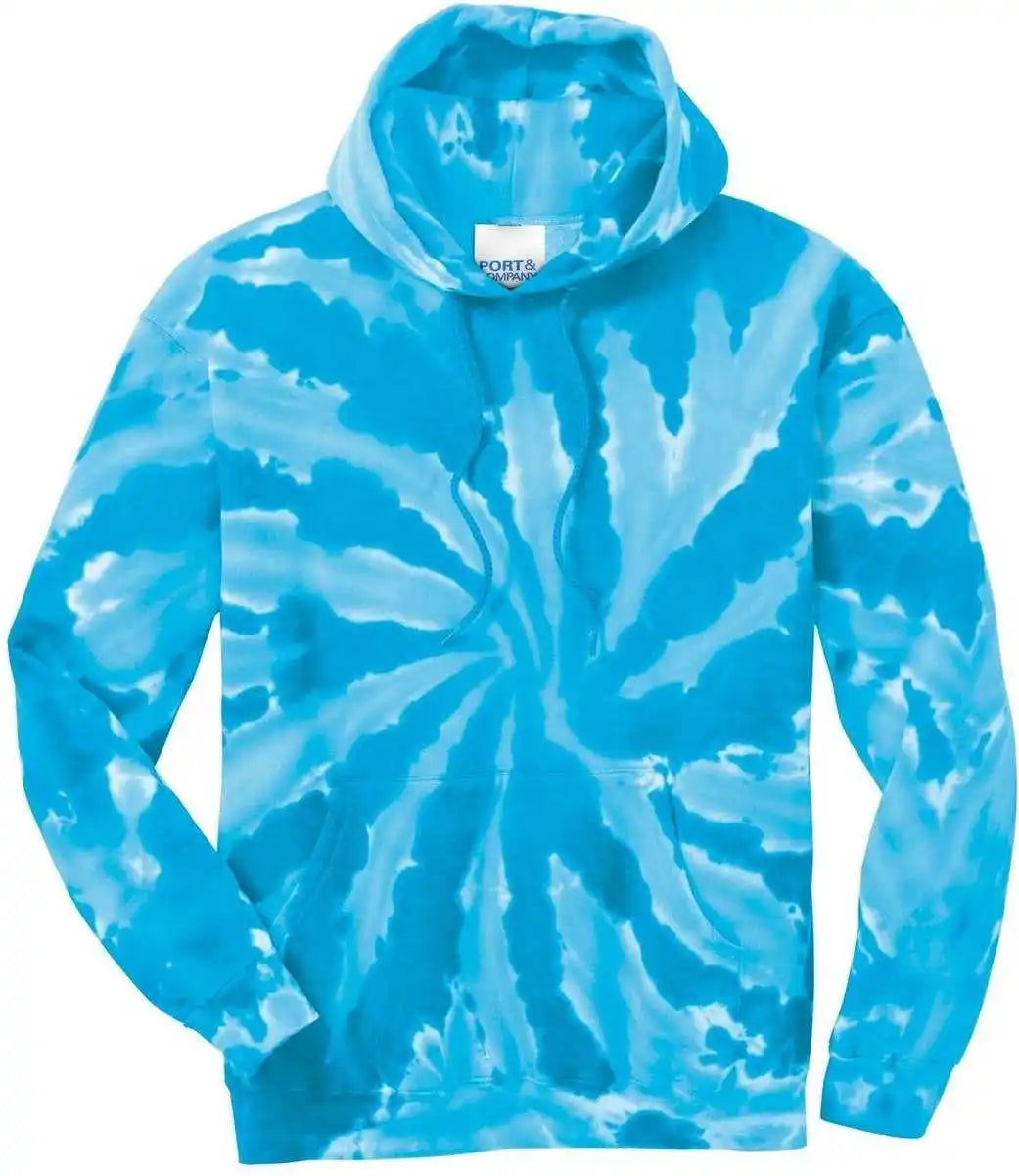 Port &amp; Company Pc146 Tie-dye Pullover Hooded Sweatshirt - Turquoise