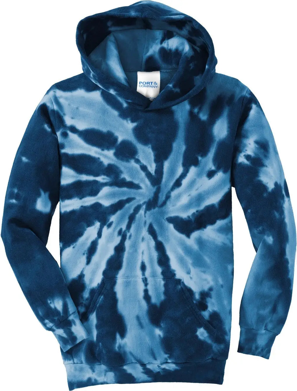 Port & Company Pc146y co Youth Tie-dye Pullover Hooded Sweatshirt - Navy
