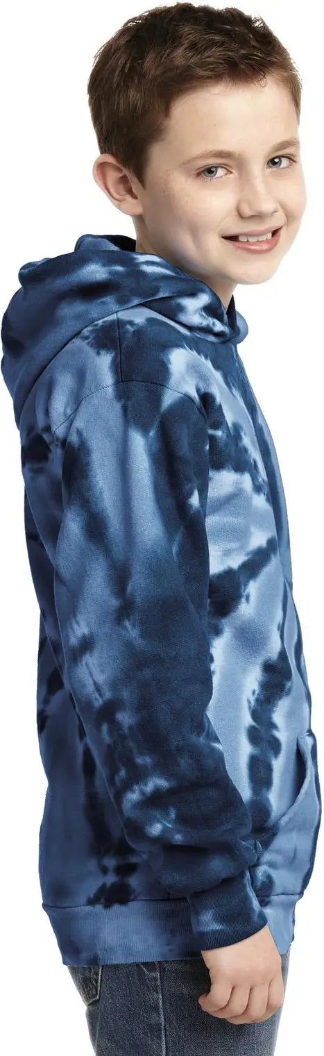 Port & Company Pc146y co Youth Tie-dye Pullover Hooded Sweatshirt - Navy