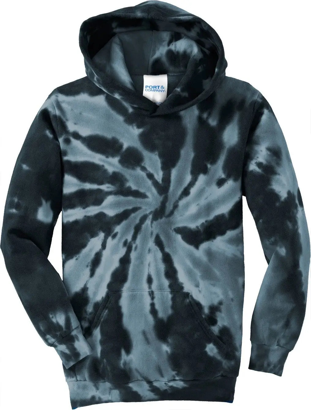Port & Company Pc146y co Youth Tie-dye Pullover Hooded Sweatshirt - Black