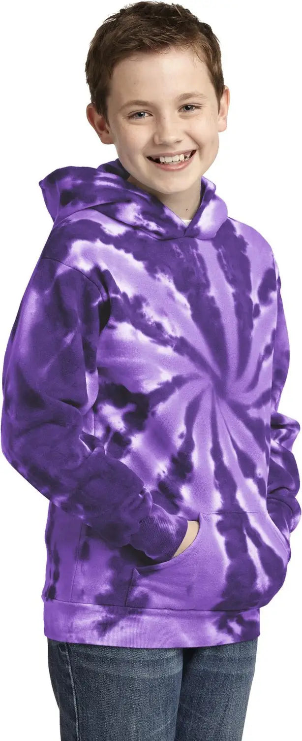 Port & Company Pc146y co Youth Tie-dye Pullover Hooded Sweatshirt - Purple