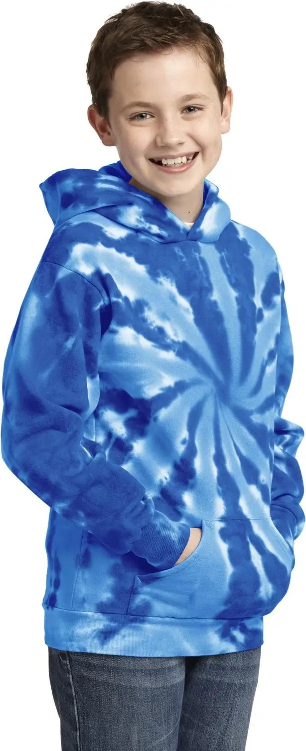 Port & Company Pc146y co Youth Tie-dye Pullover Hooded Sweatshirt - Royal