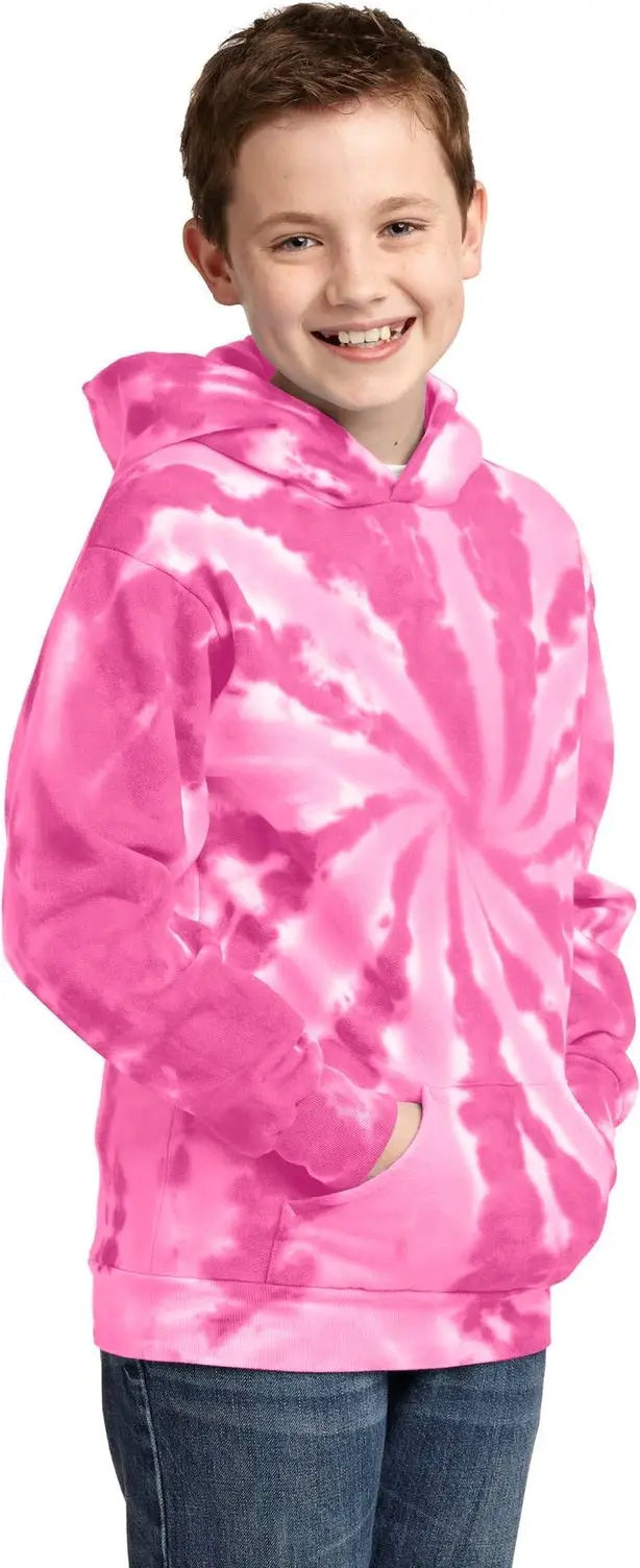 Port & Company Pc146y co Youth Tie-dye Pullover Hooded Sweatshirt - Pink