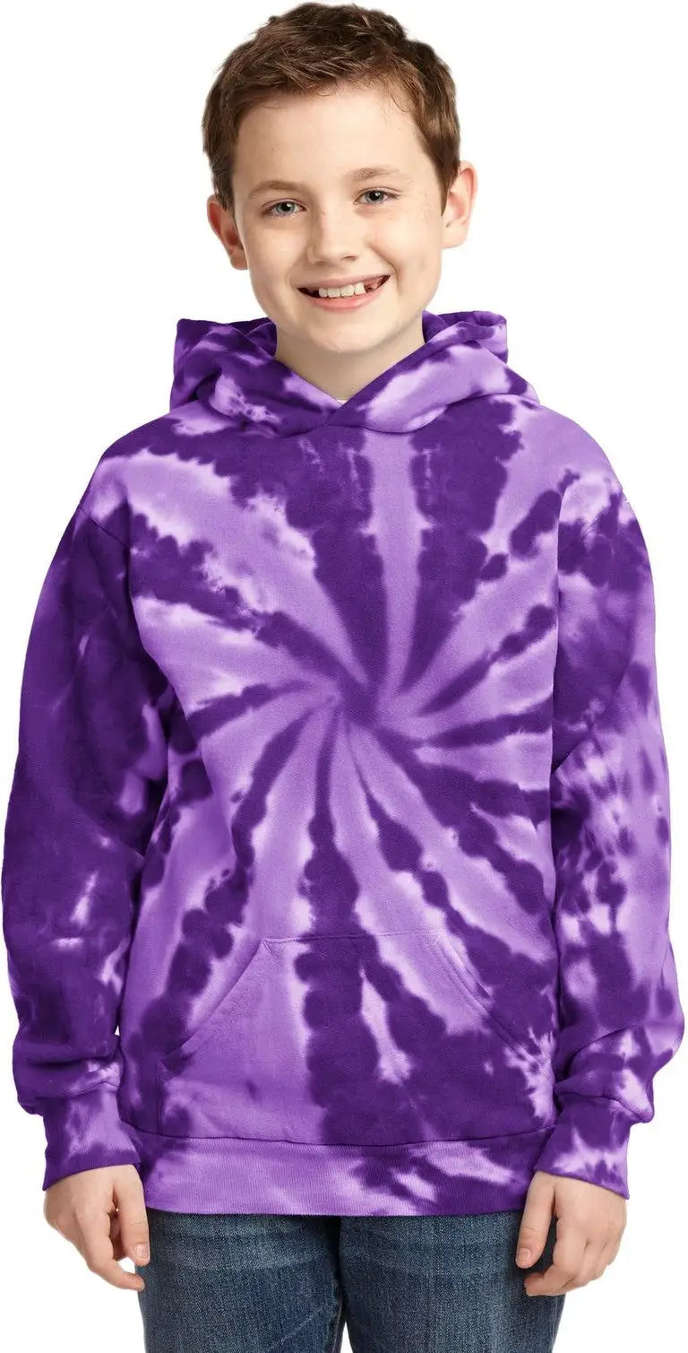 Port & Company Pc146y co Youth Tie-dye Pullover Hooded Sweatshirt - Purple - Xs