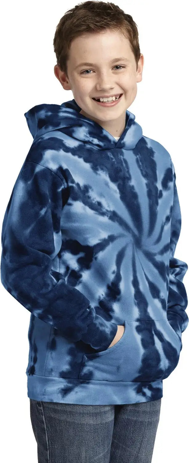 Port & Company Pc146y co Youth Tie-dye Pullover Hooded Sweatshirt - Navy