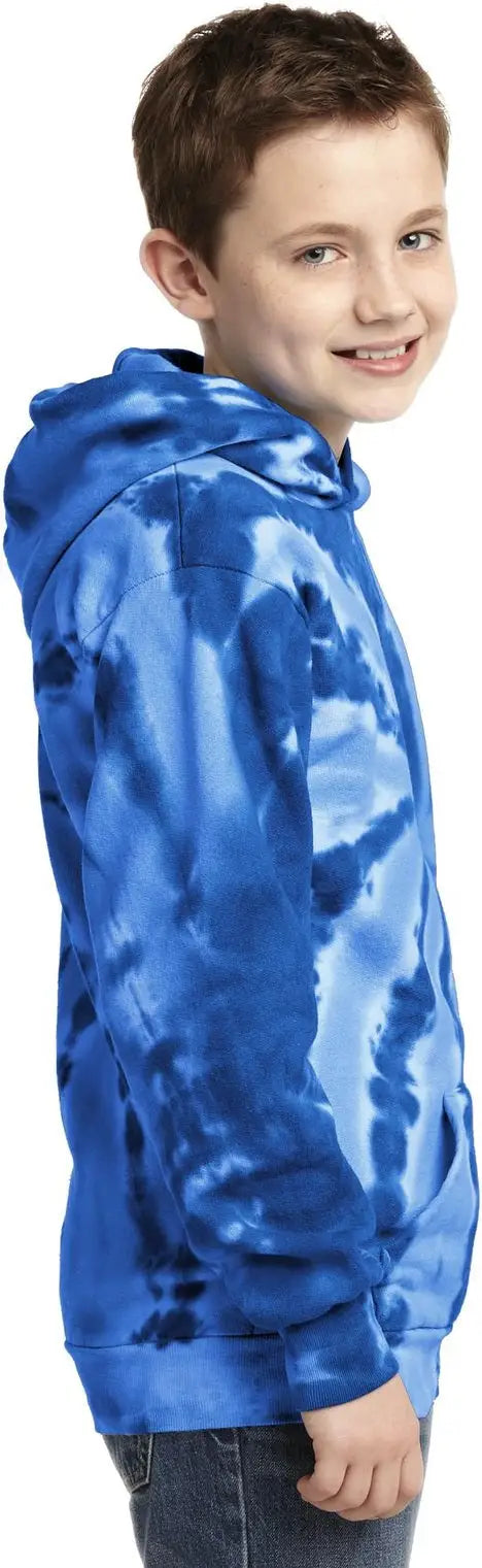 Port & Company Pc146y co Youth Tie-dye Pullover Hooded Sweatshirt - Royal