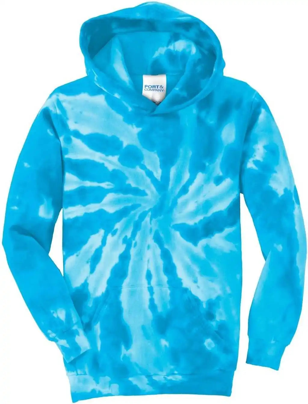 Port & Company Pc146y Youth Tie-dye Pullover Hooded Sweatshirt - Turquoise
