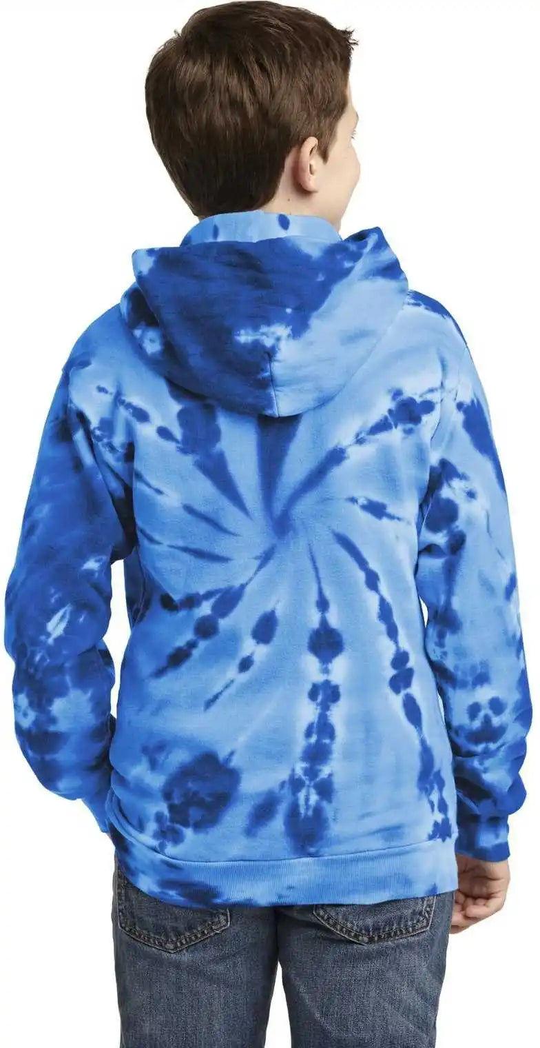 Port &amp; Company Pc146y Youth Tie Dye Pullover Hooded Sweatshirt Royal
