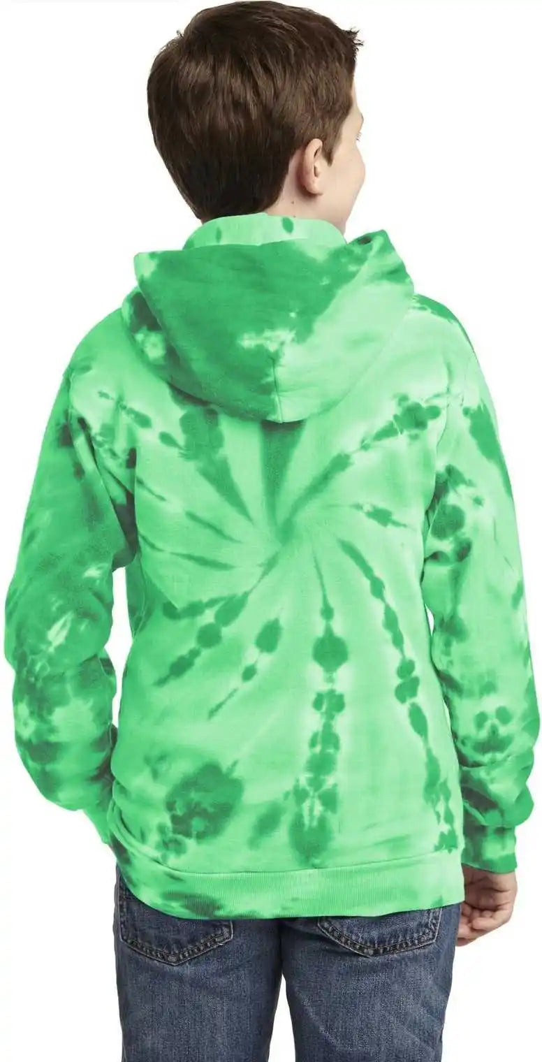 Port &amp; Company Pc146y Youth Tie-dye Pullover Hooded Sweatshirt - Kelly