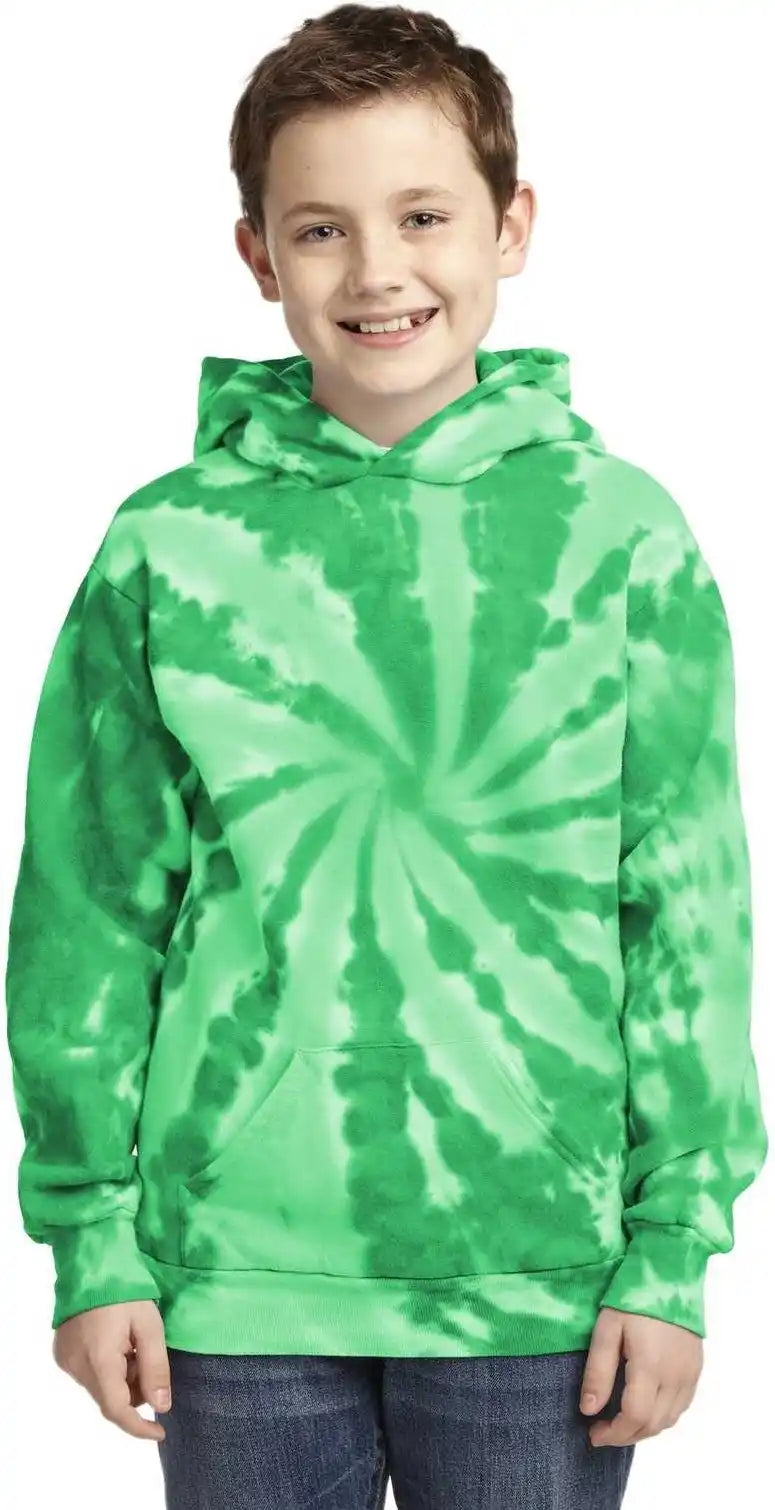 Port &amp; Company Pc146y Youth Tie-dye Pullover Hooded Sweatshirt - Kelly