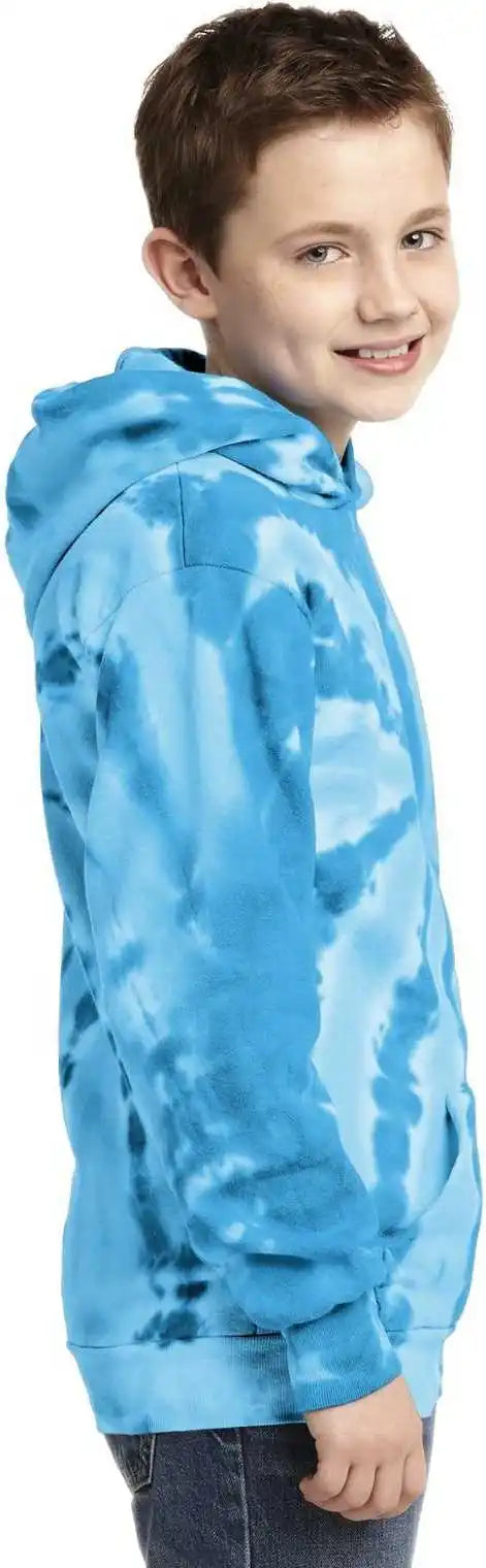 Port & Company Pc146y Youth Tie-dye Pullover Hooded Sweatshirt - Turquoise