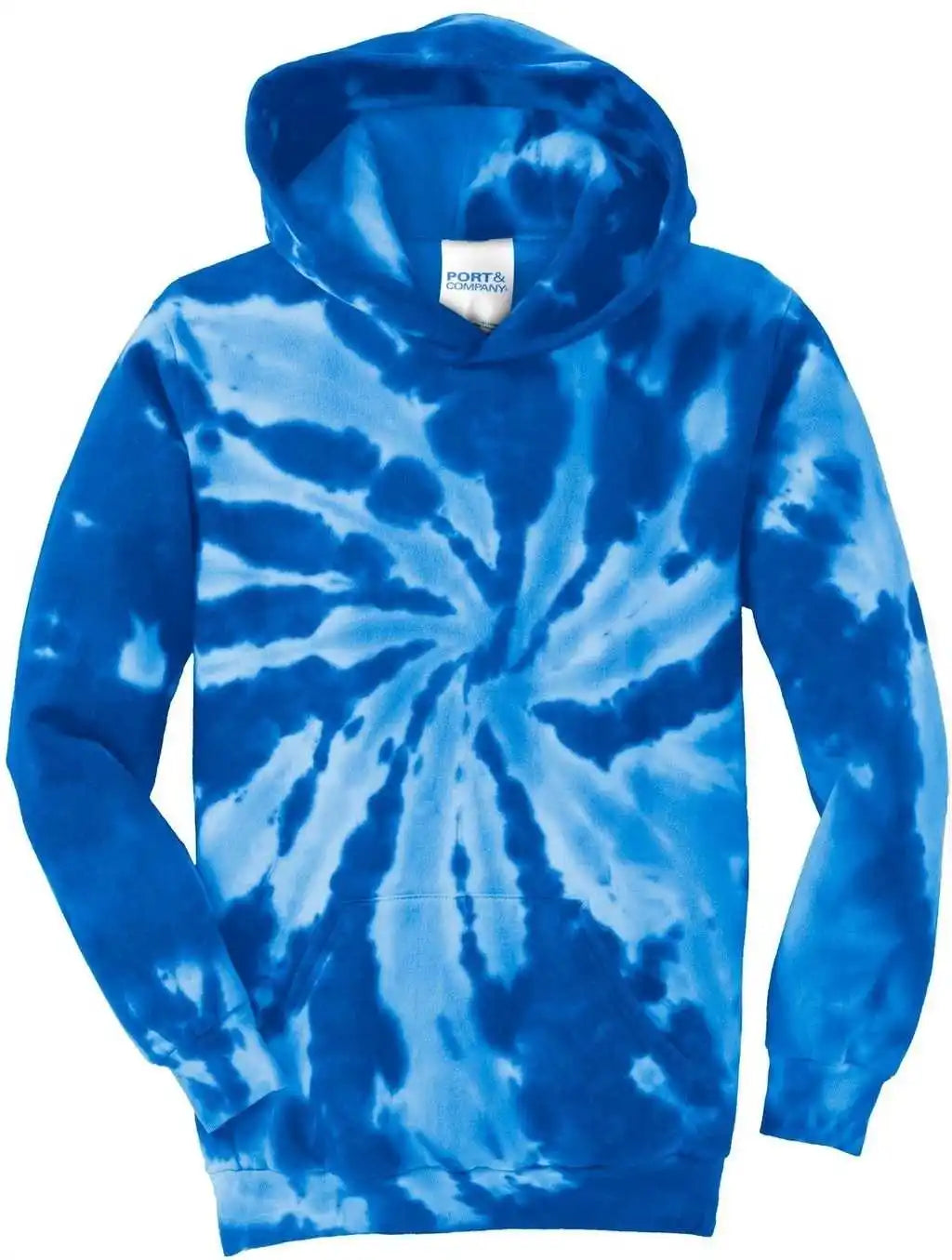 Port &amp; Company Pc146y Youth Tie Dye Pullover Hooded Sweatshirt Royal