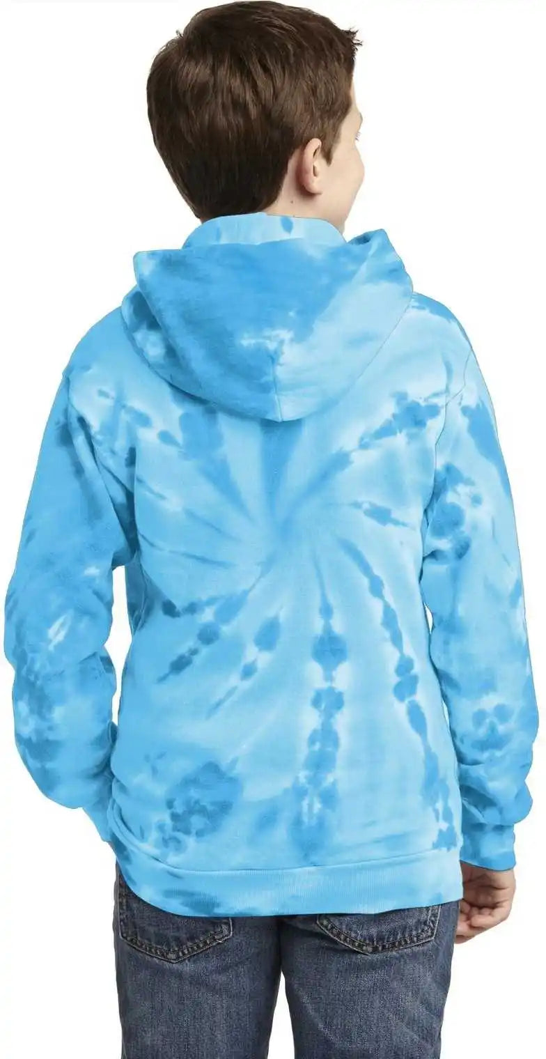 Port & Company Pc146y Youth Tie-dye Pullover Hooded Sweatshirt - Turquoise