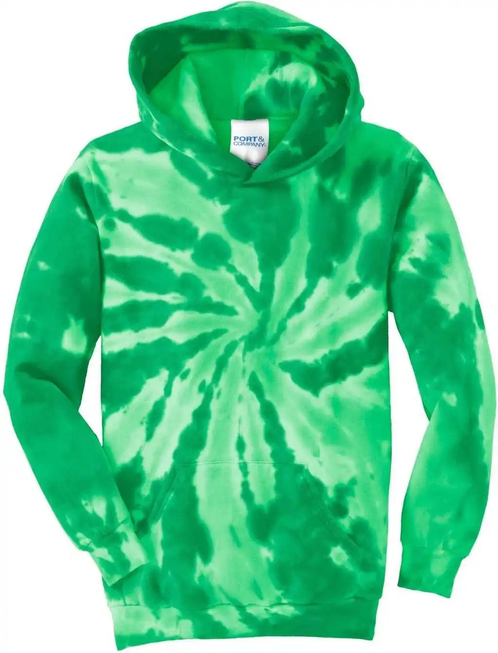 Port &amp; Company Pc146y Youth Tie-dye Pullover Hooded Sweatshirt - Kelly
