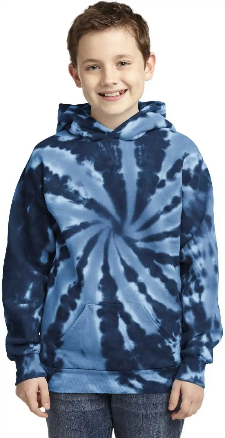 Port & Company Pc146y Youth Tie-dye Pullover Hooded Sweatshirt - Navy