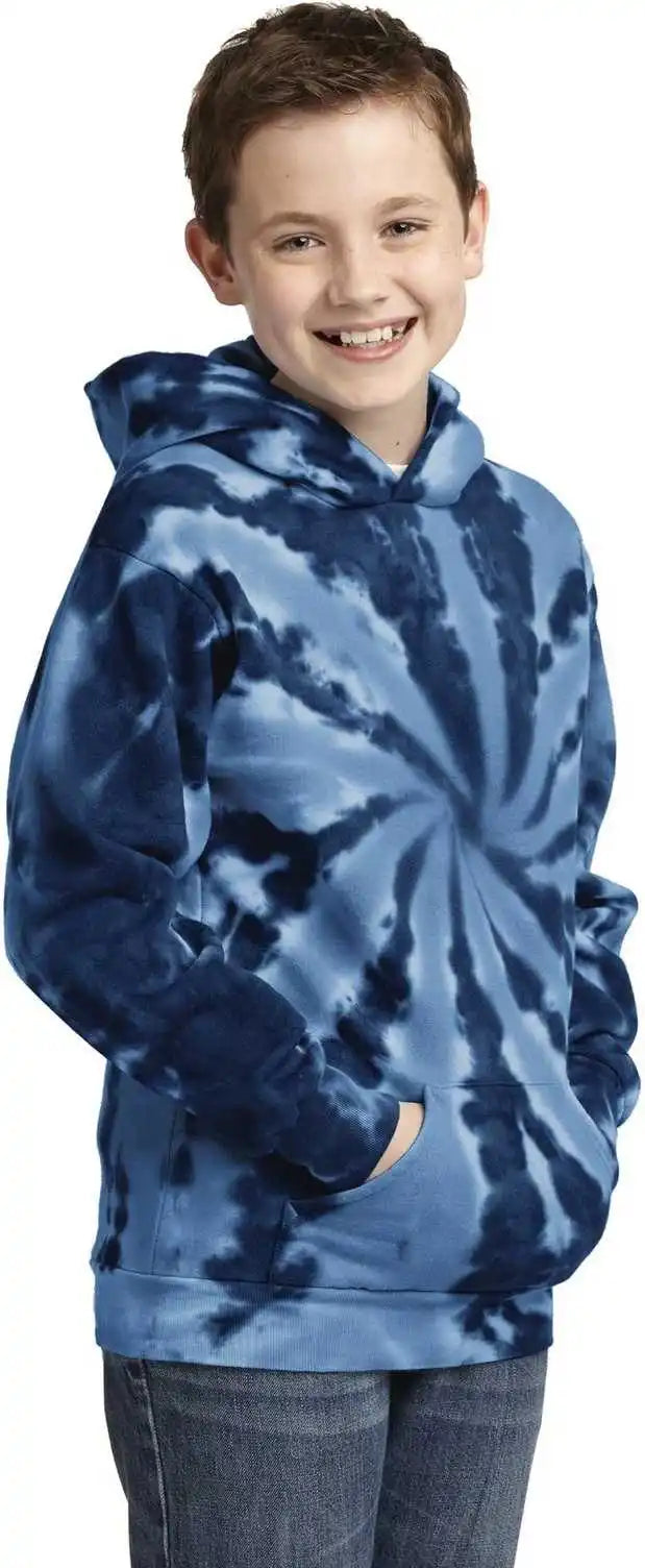 Port & Company Pc146y Youth Tie-dye Pullover Hooded Sweatshirt - Navy