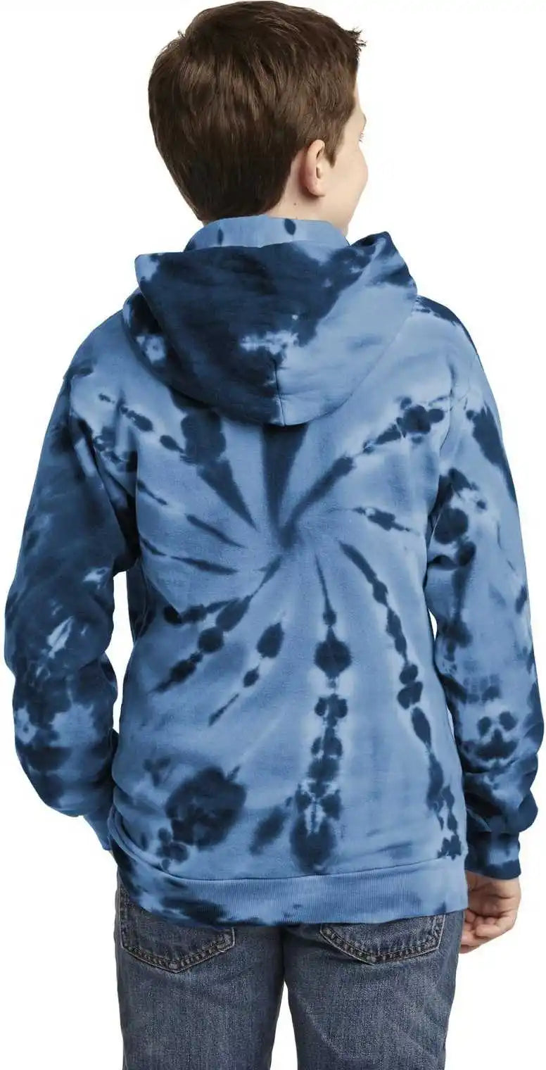 Port & Company Pc146y Youth Tie-dye Pullover Hooded Sweatshirt - Navy