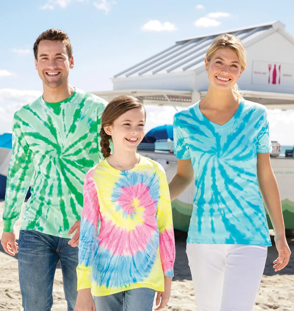 Port & Company Pc147 co Tie-dye Tee - Ocean Rainbow