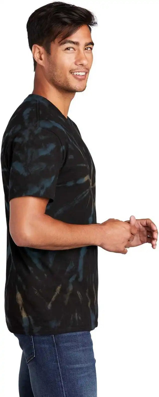 Port &amp; Company Pc147 Tie Dye Tee Black Galaxy Spiral