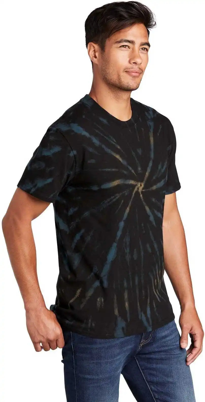 Port &amp; Company Pc147 Tie Dye Tee Black Galaxy Spiral