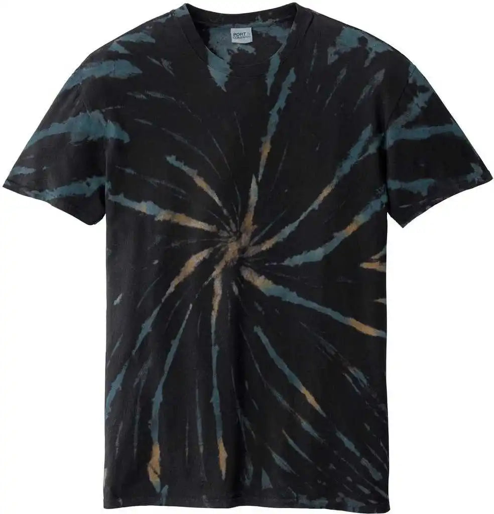 Port &amp; Company Pc147 Tie Dye Tee Black Galaxy Spiral