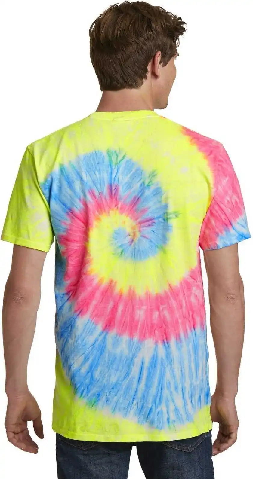 Port &amp; Company Pc147 Tie Dye Tee Neon Rainbow
