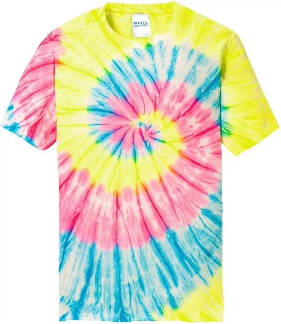 Port &amp; Company Pc147 Tie Dye Tee Neon Rainbow
