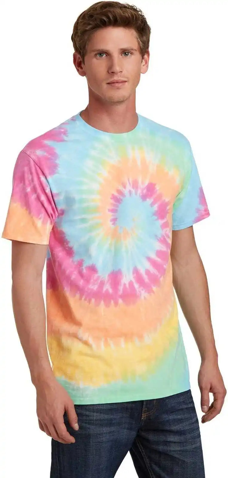 Port &amp; Company Pc147 Tie Dye Tee Pastel Rainbow