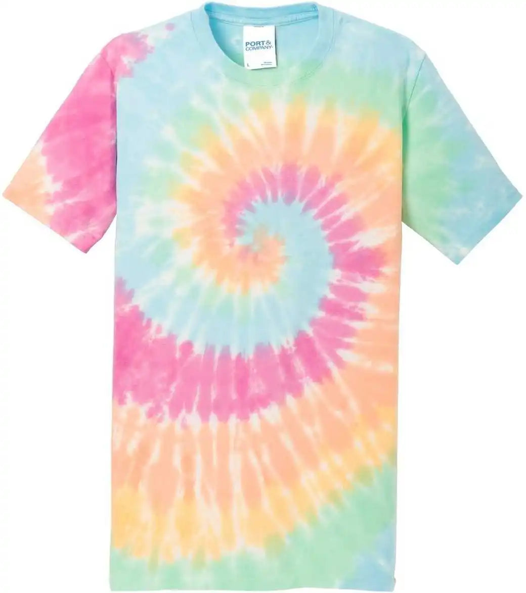 Port &amp; Company Pc147 Tie Dye Tee Pastel Rainbow