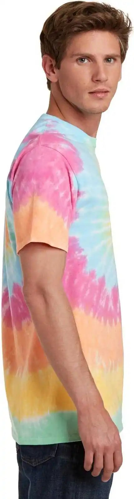 Port &amp; Company Pc147 Tie Dye Tee Pastel Rainbow