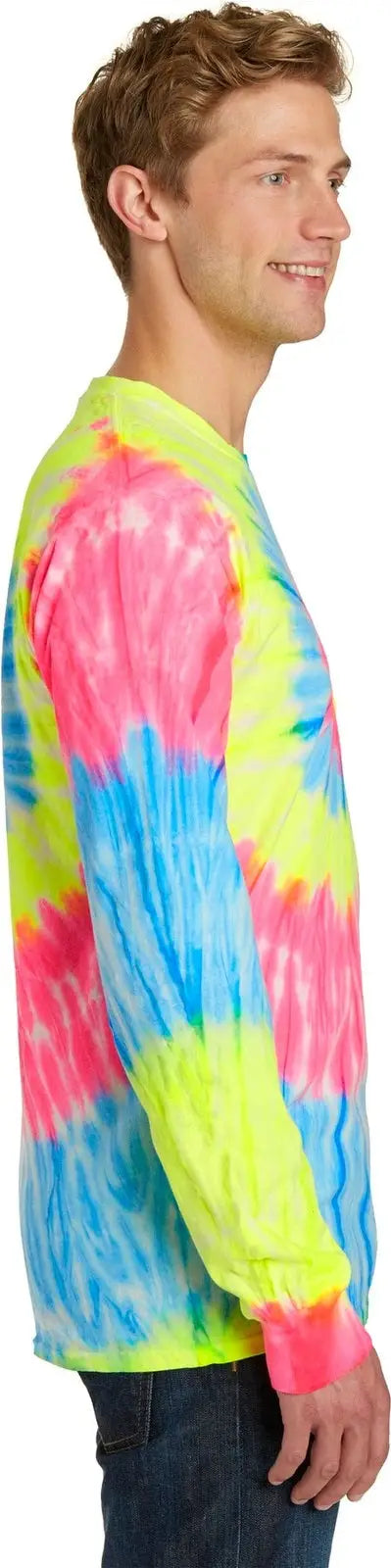 Port & Company Pc147ls co Tie-dye Long Sleeve Tee - Neon Rainbow