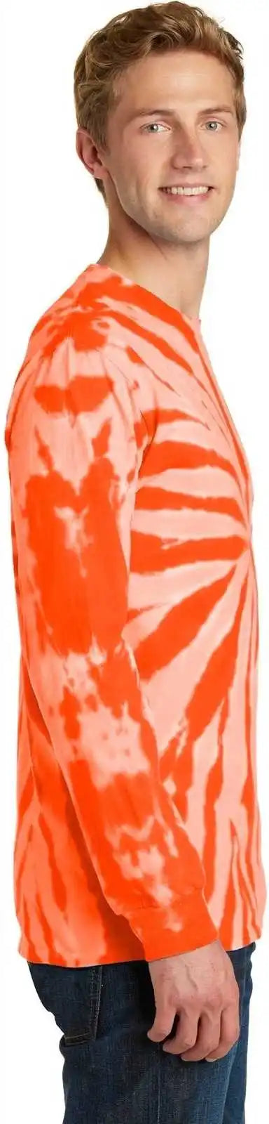 Port & Company Pc147ls Tie Dye Long Sleeve Tee Orange
