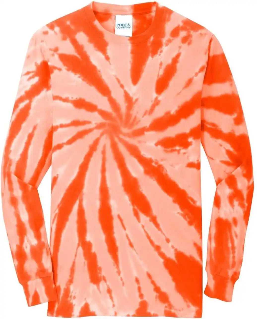 Port & Company Pc147ls Tie Dye Long Sleeve Tee Orange