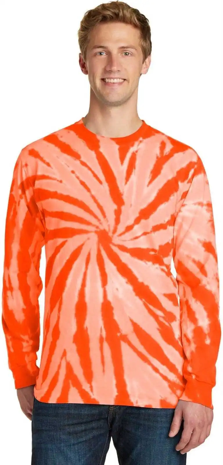 Port & Company Pc147ls Tie-dye Long Sleeve Tee - Orange