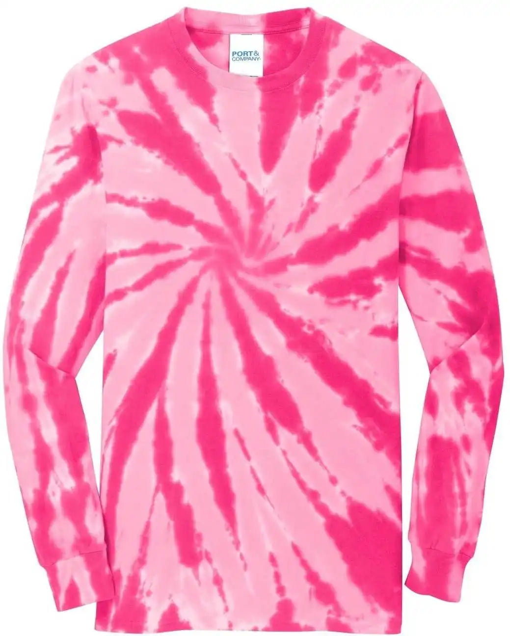 Port &amp; Company Pc147ls Tie Dye Long Sleeve Tee Pink
