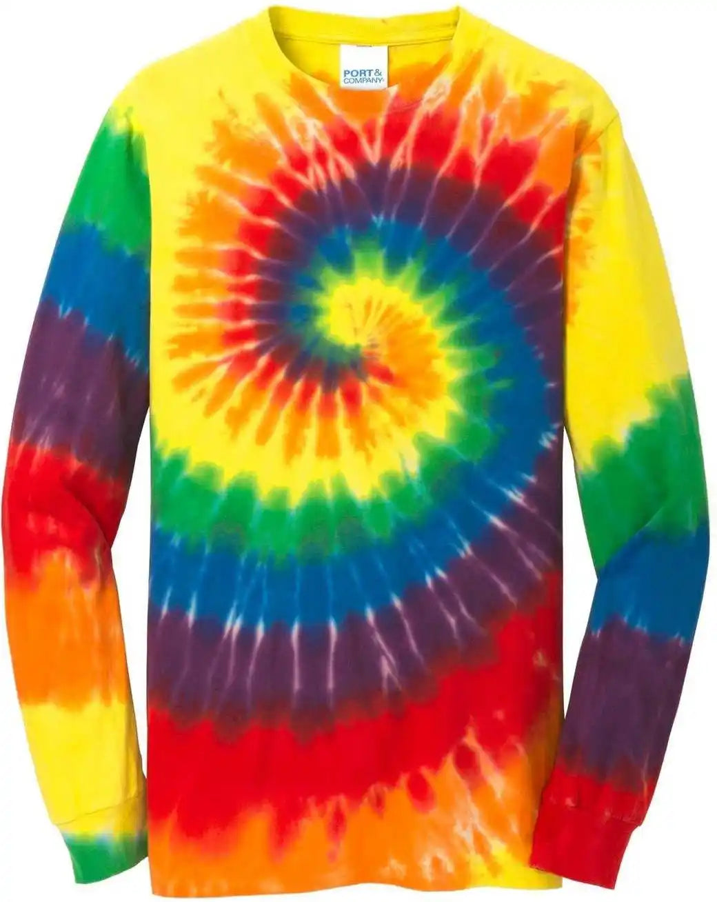 Port &amp; Company Pc147ls Tie Dye Long Sleeve Tee Rainbow