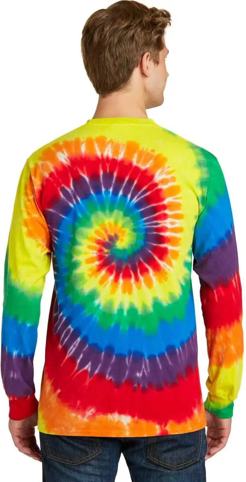Port & Company Pc147ls Tie Dye Long Sleeve Tee Rainbow