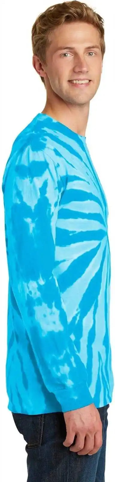Port &amp; Company Pc147ls Tie Dye Long Sleeve Tee Turquoise