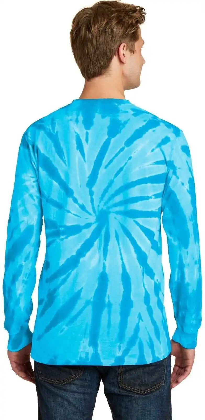 Port &amp; Company Pc147ls Tie Dye Long Sleeve Tee Turquoise