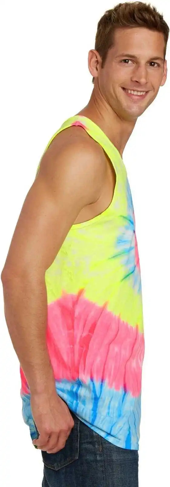 Port &amp; Company Pc147tt Tie Dye Tank Top Neon Rainbow