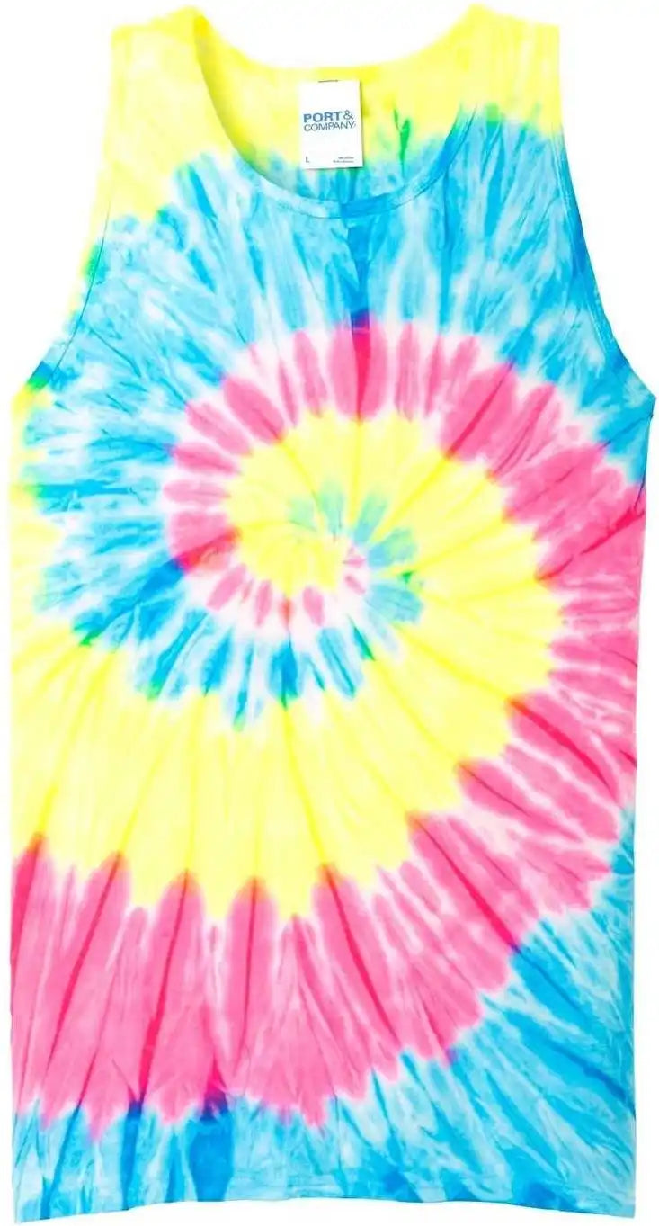 Port &amp; Company Pc147tt Tie Dye Tank Top Neon Rainbow