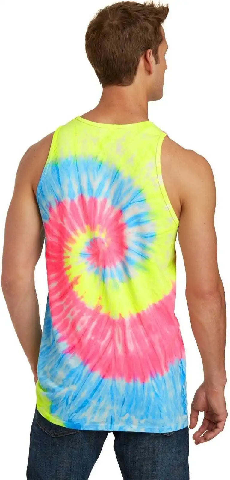 Port &amp; Company Pc147tt Tie Dye Tank Top Neon Rainbow