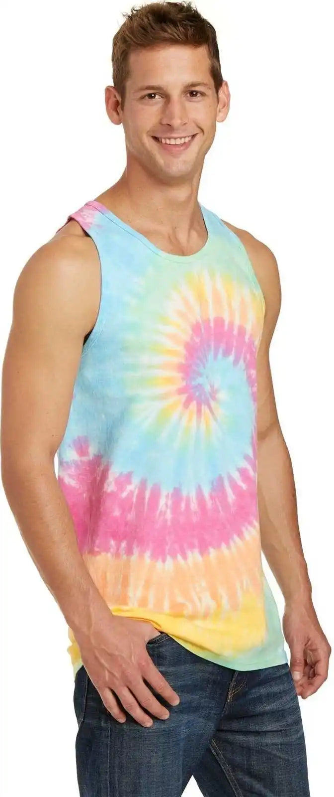 Port & Company Pc147tt Tie-dye Tank Top - Pastel Rainbow